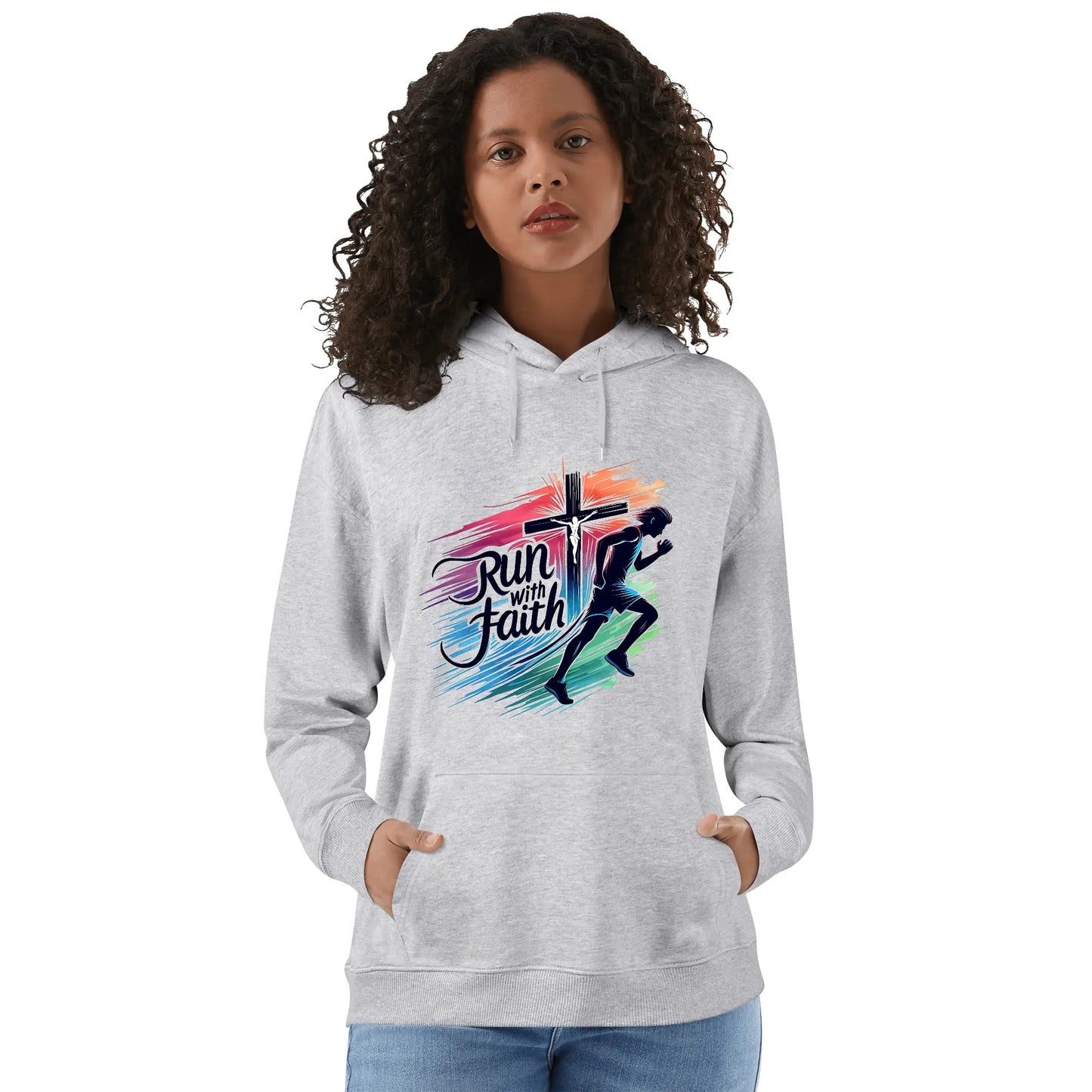 Run With Faith Unisex Christian Gym Hooded Sweatshirt