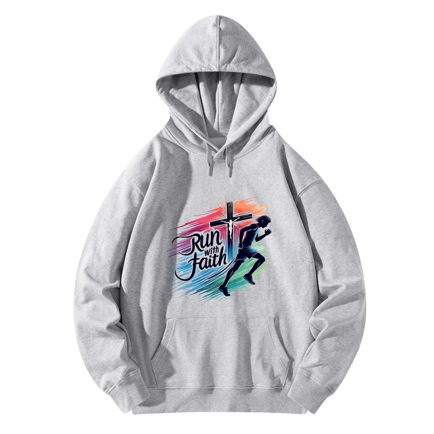 Run With Faith Unisex Christian Gym Hooded Sweatshirt