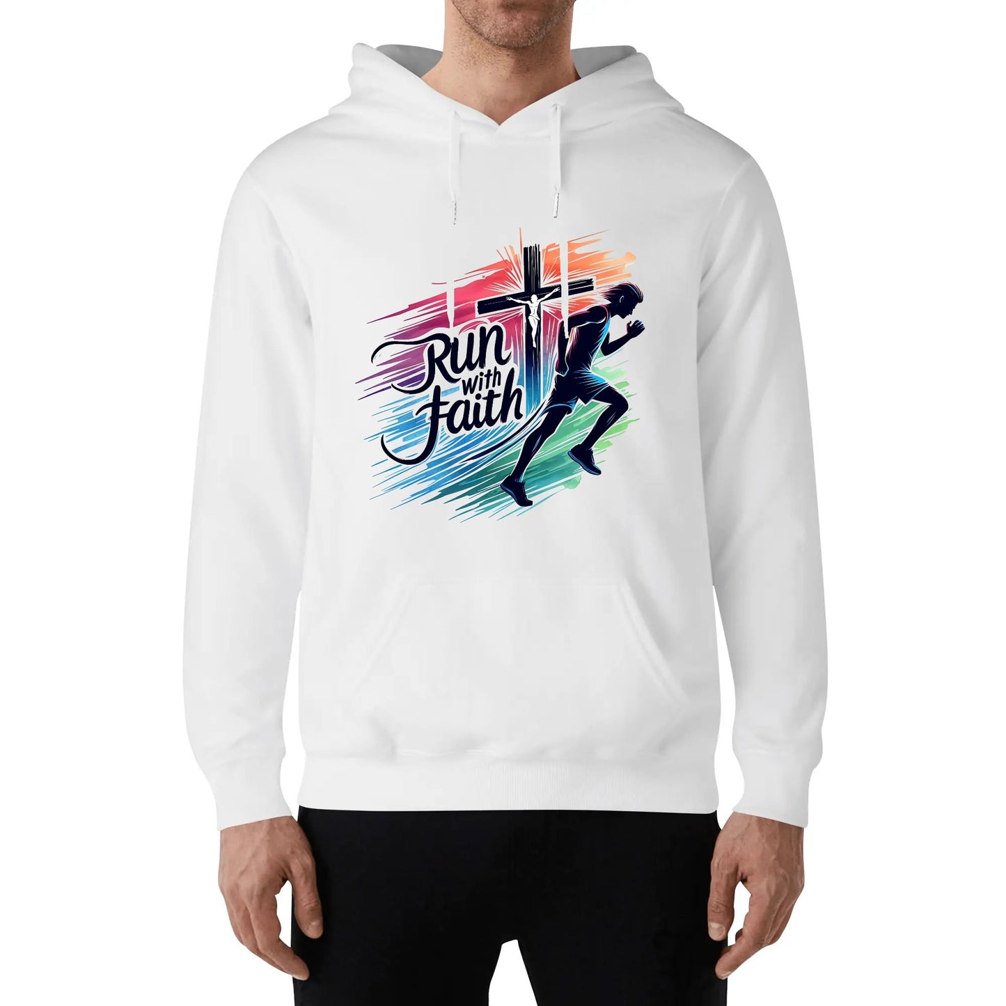 Run With Faith Unisex Christian Gym Hooded Sweatshirt