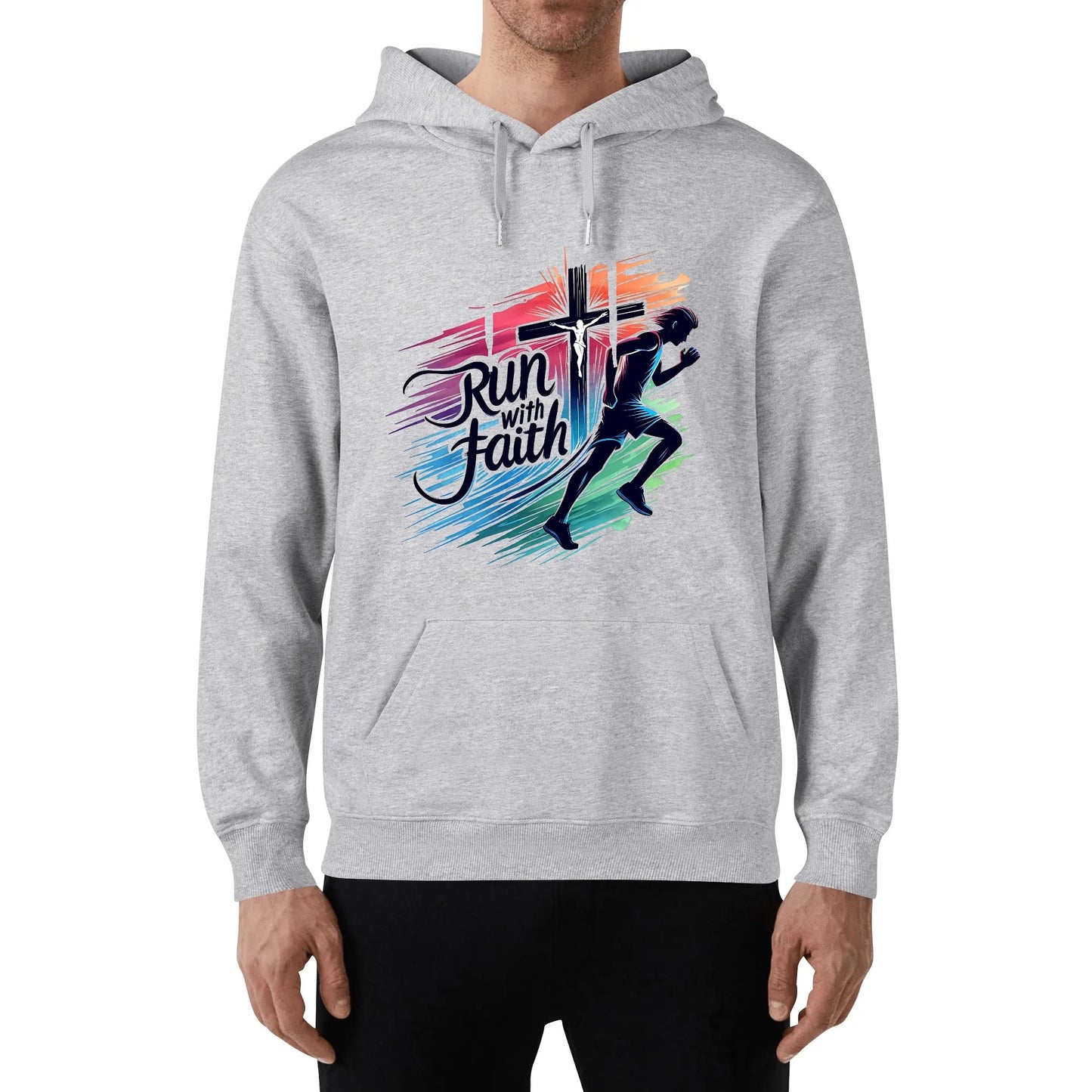 Run With Faith Unisex Christian Gym Hooded Sweatshirt