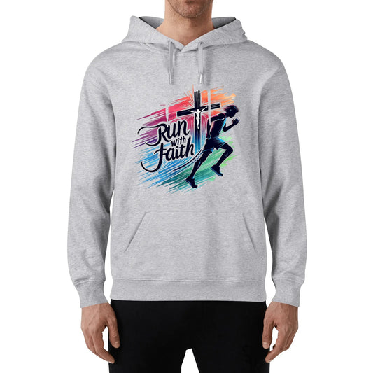 Run With Faith Unisex Christian Gym Hooded Sweatshirt