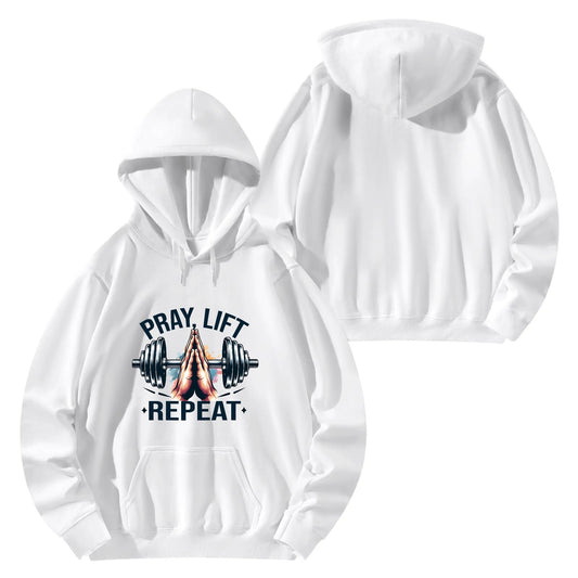 Pray Lift Repeat Unisex Christian Gym Hooded Sweatshirt