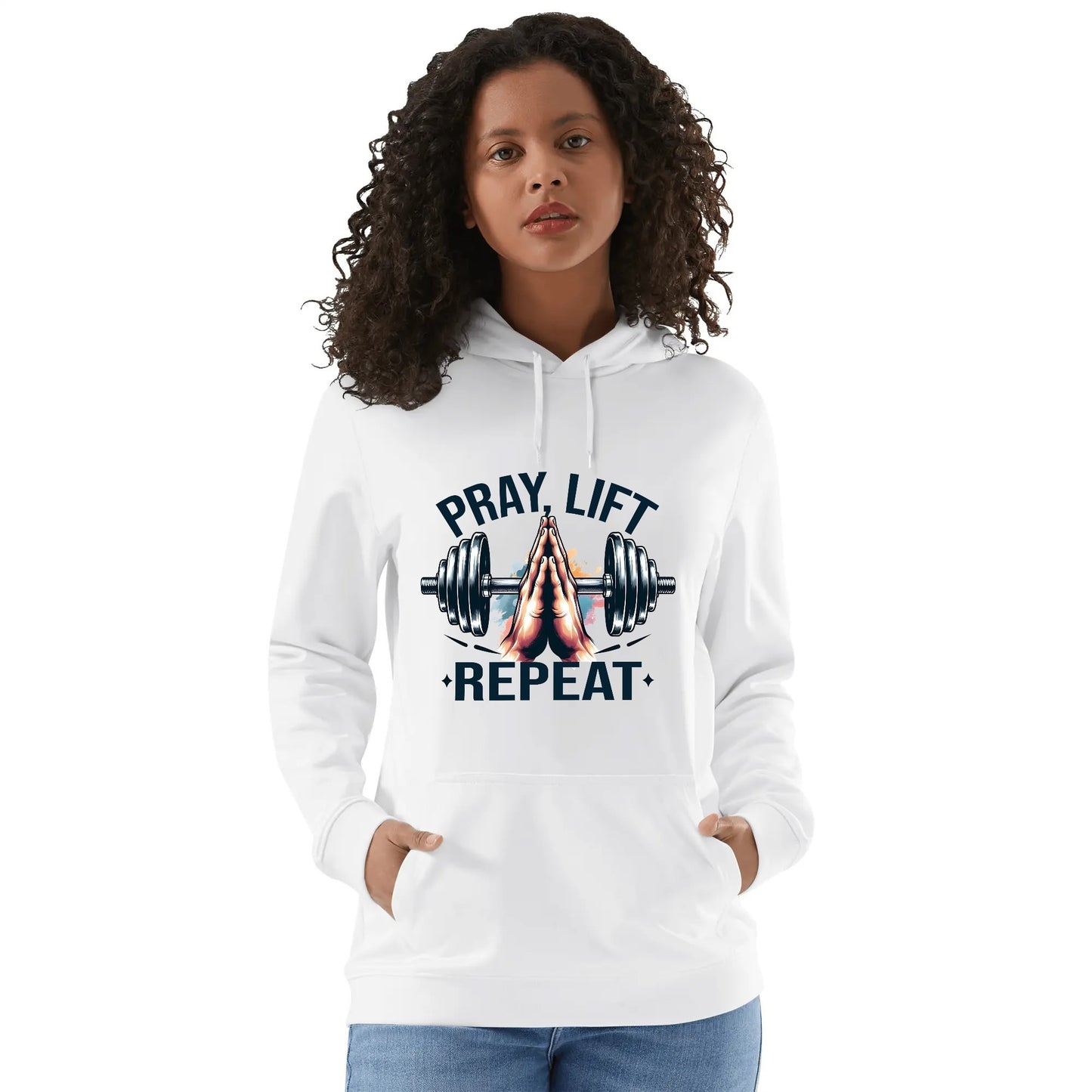 Pray Lift Repeat Unisex Christian Gym Hooded Sweatshirt