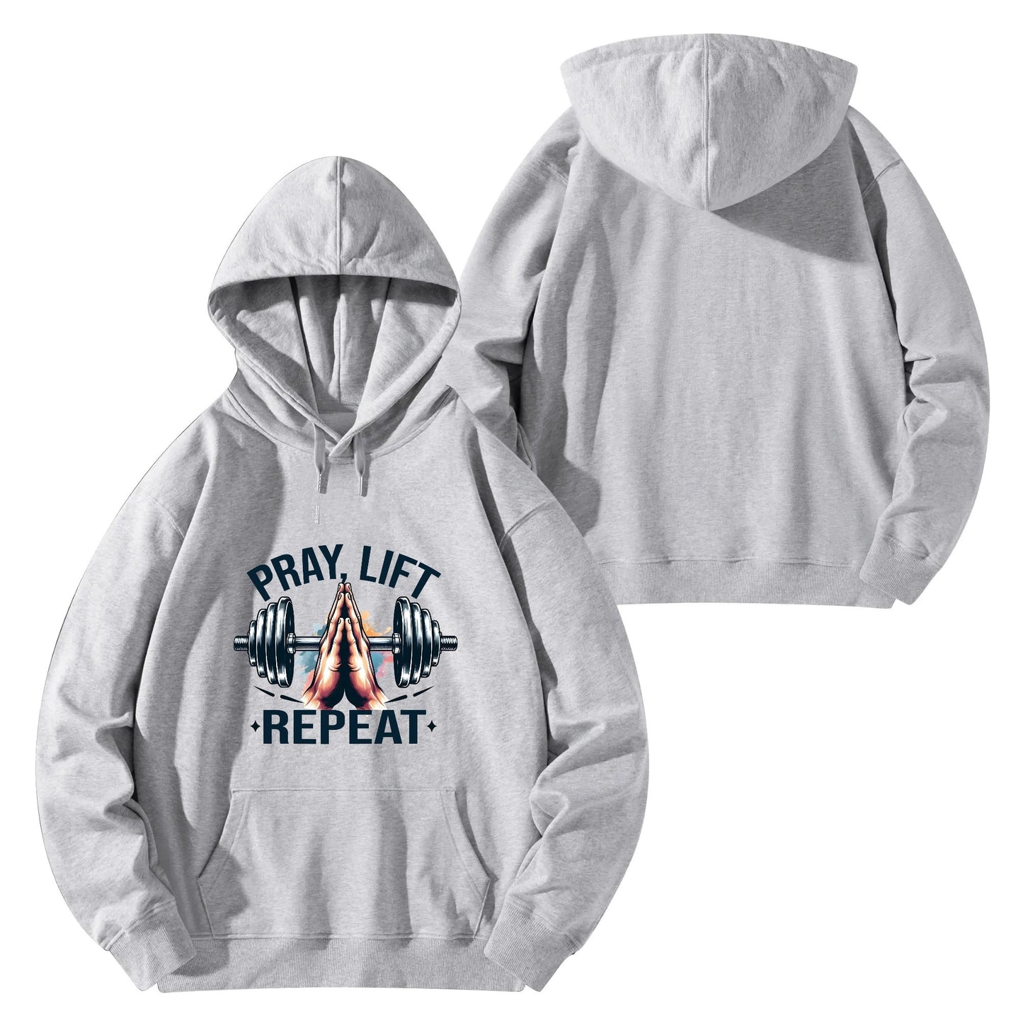 Pray Lift Repeat Unisex Christian Gym Hooded Sweatshirt