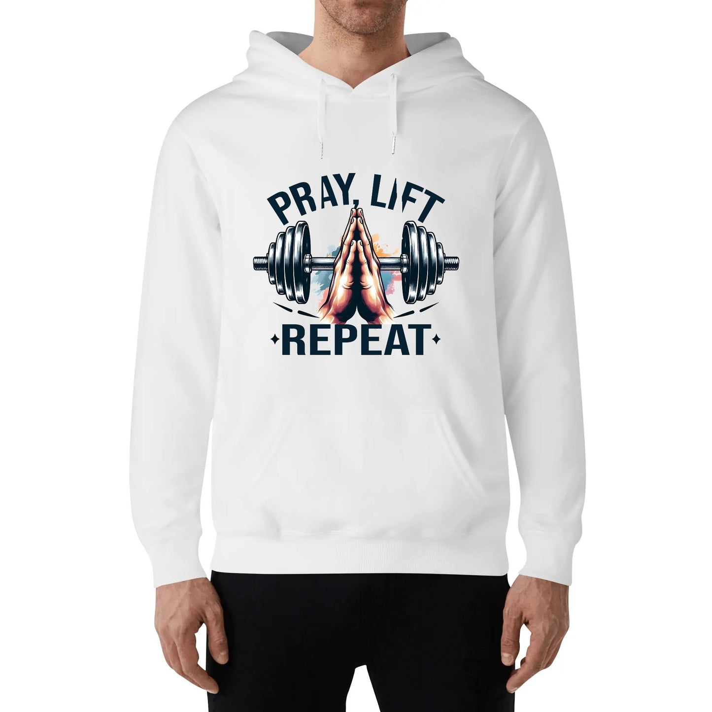 Pray Lift Repeat Unisex Christian Gym Hooded Sweatshirt