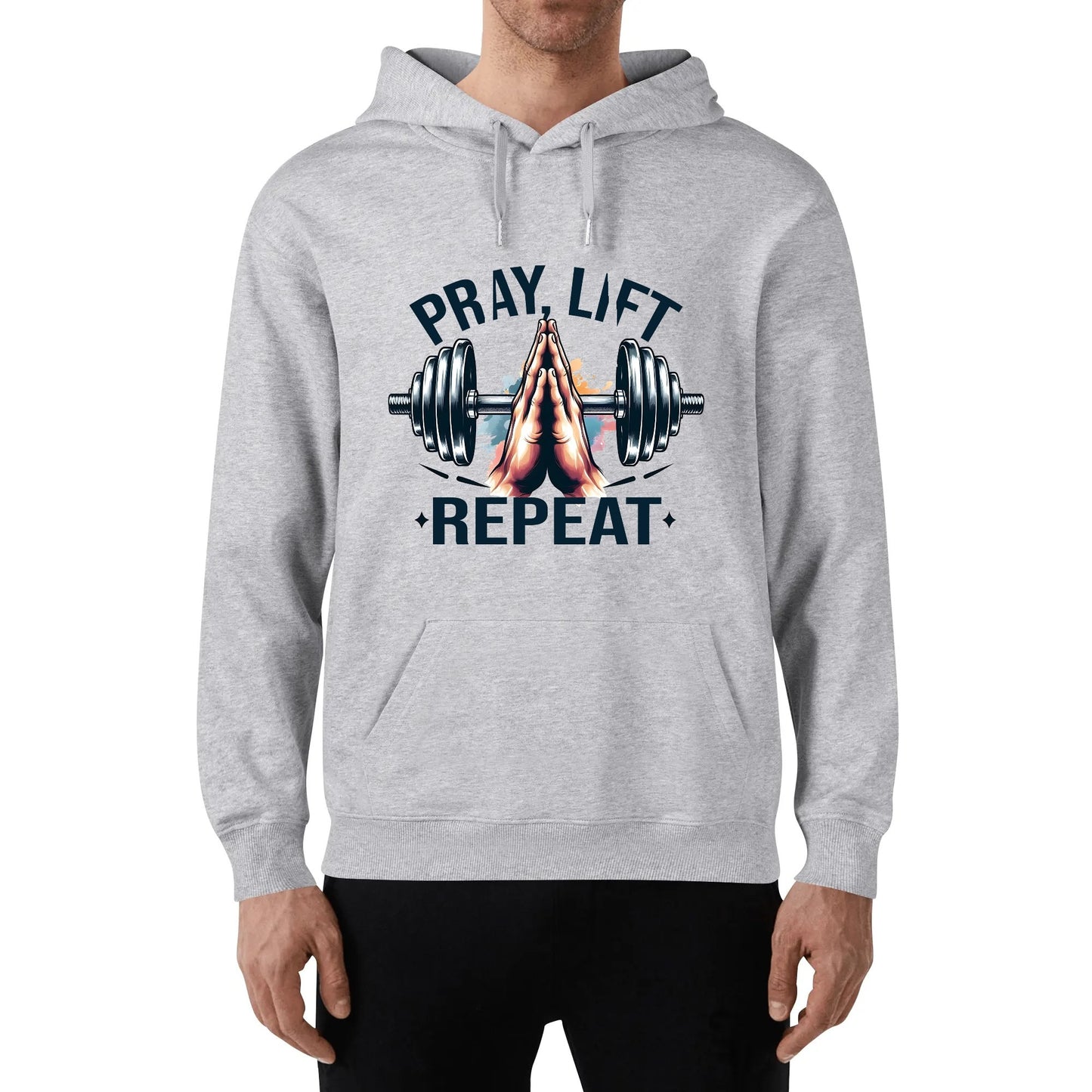 Pray Lift Repeat Unisex Christian Gym Hooded Sweatshirt