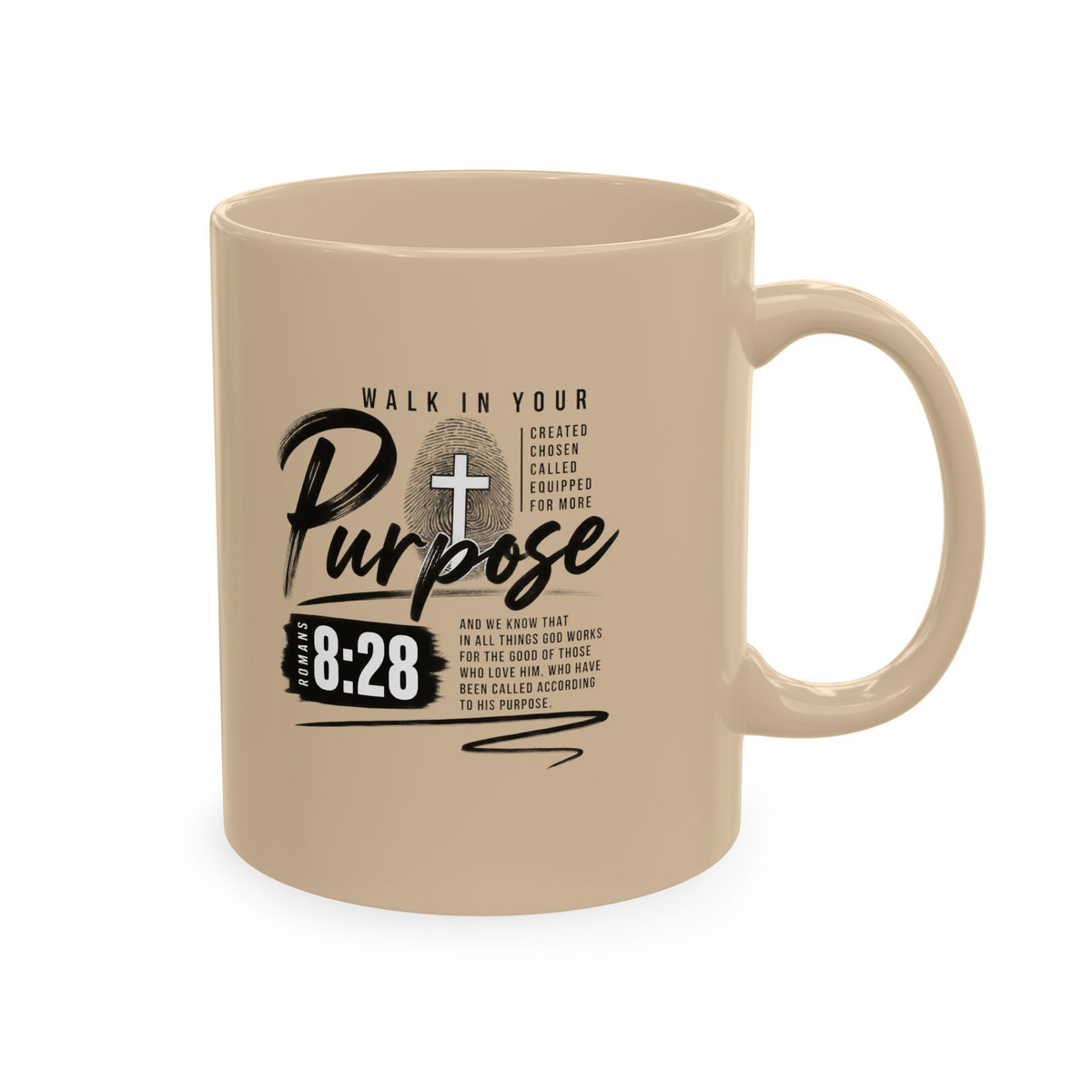 Purpose 8:28 Ceramic Mug — Christian Inspirational Coffee Cup