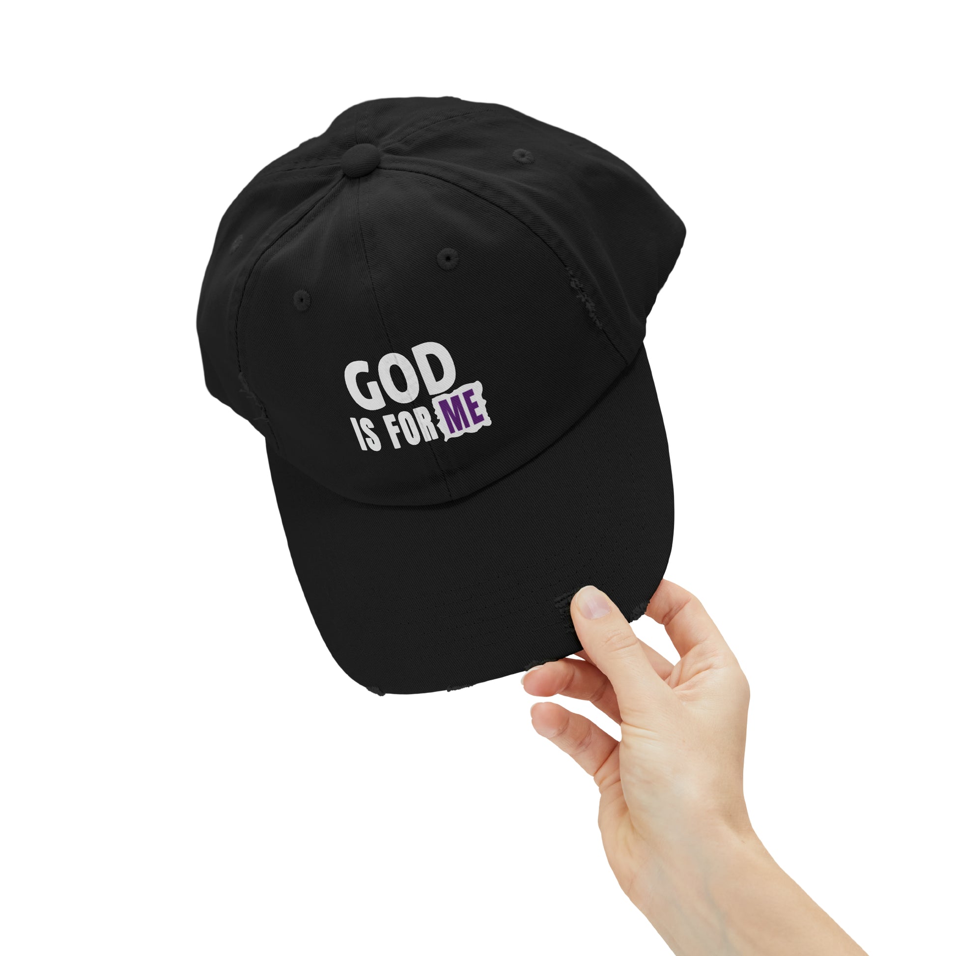 God Is For Me Unisex Christian Distressed Hat Printify