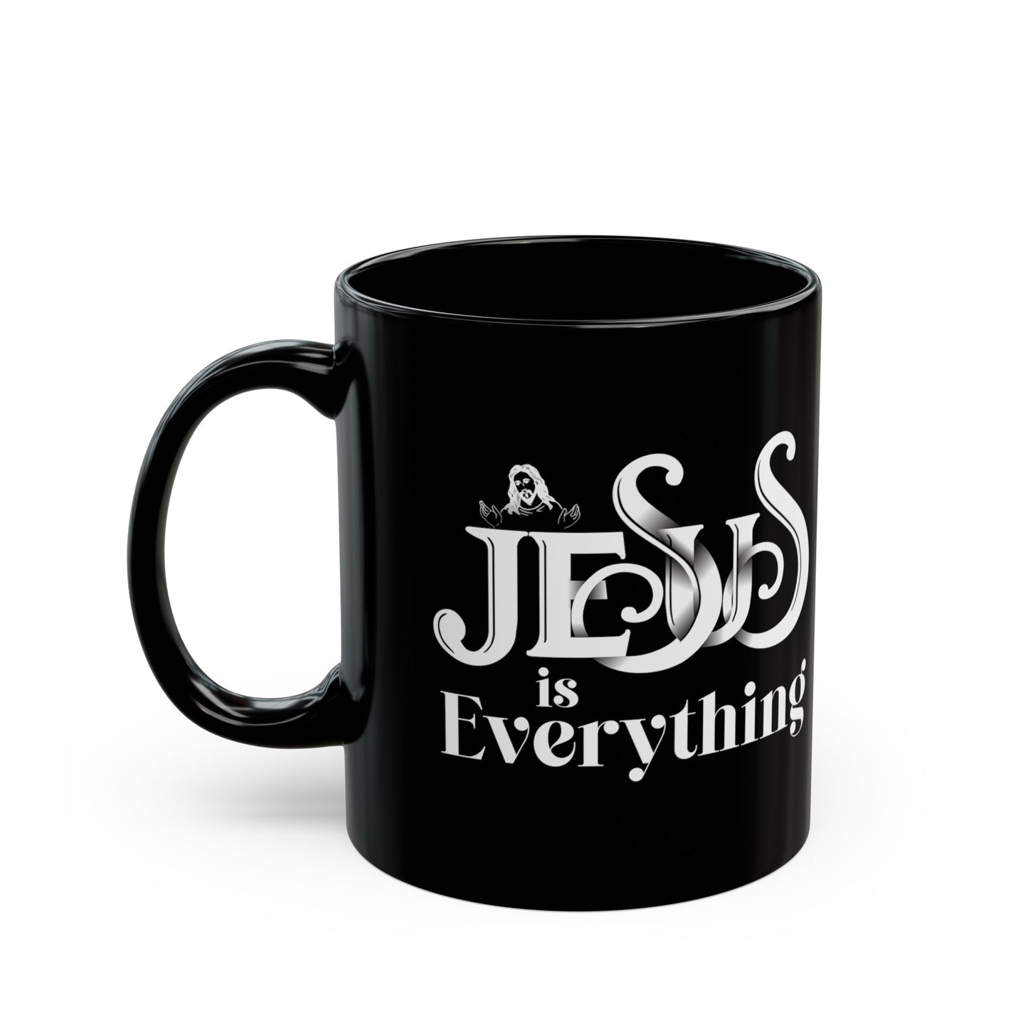 Jesus Is Everything Christian Black Ceramic Mug 11oz (double sided print) Printify