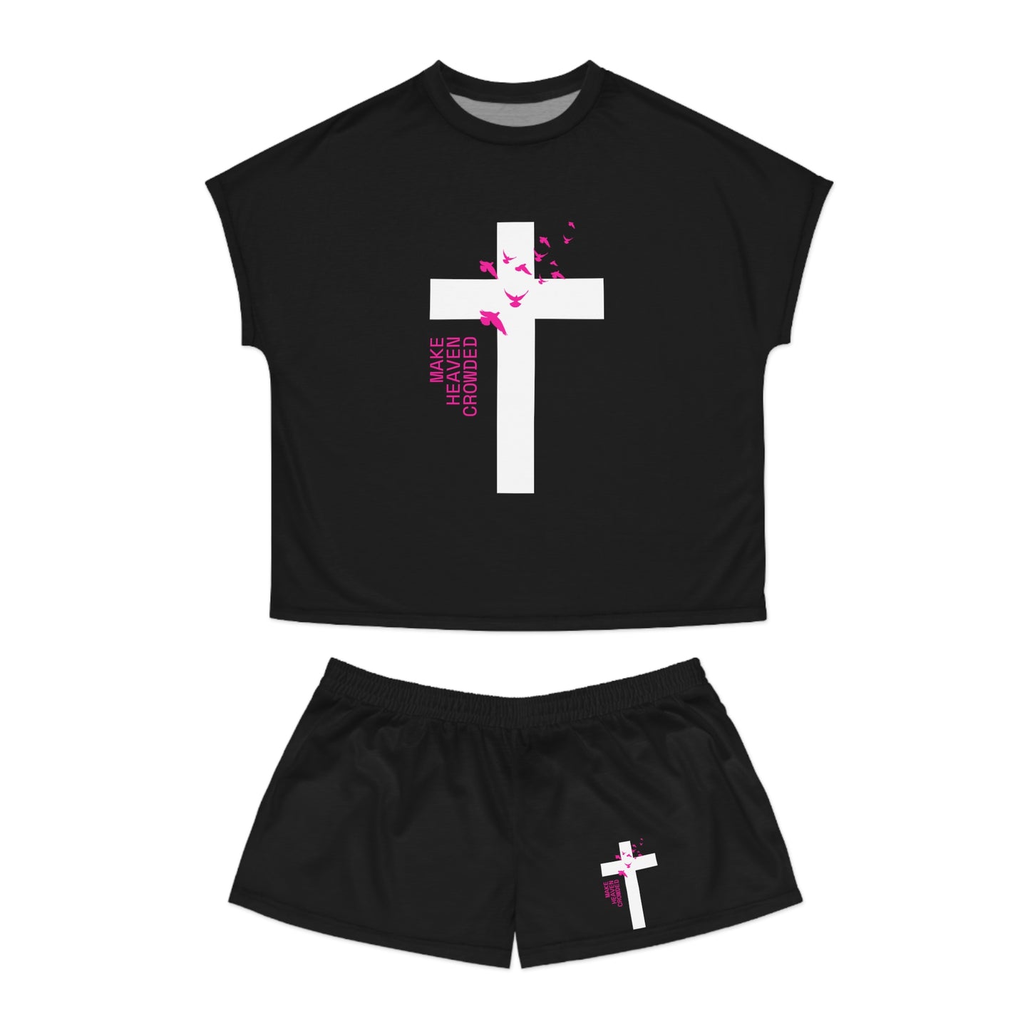 Make Heaven Crowded Women's Christian Short Pajama Set Printify