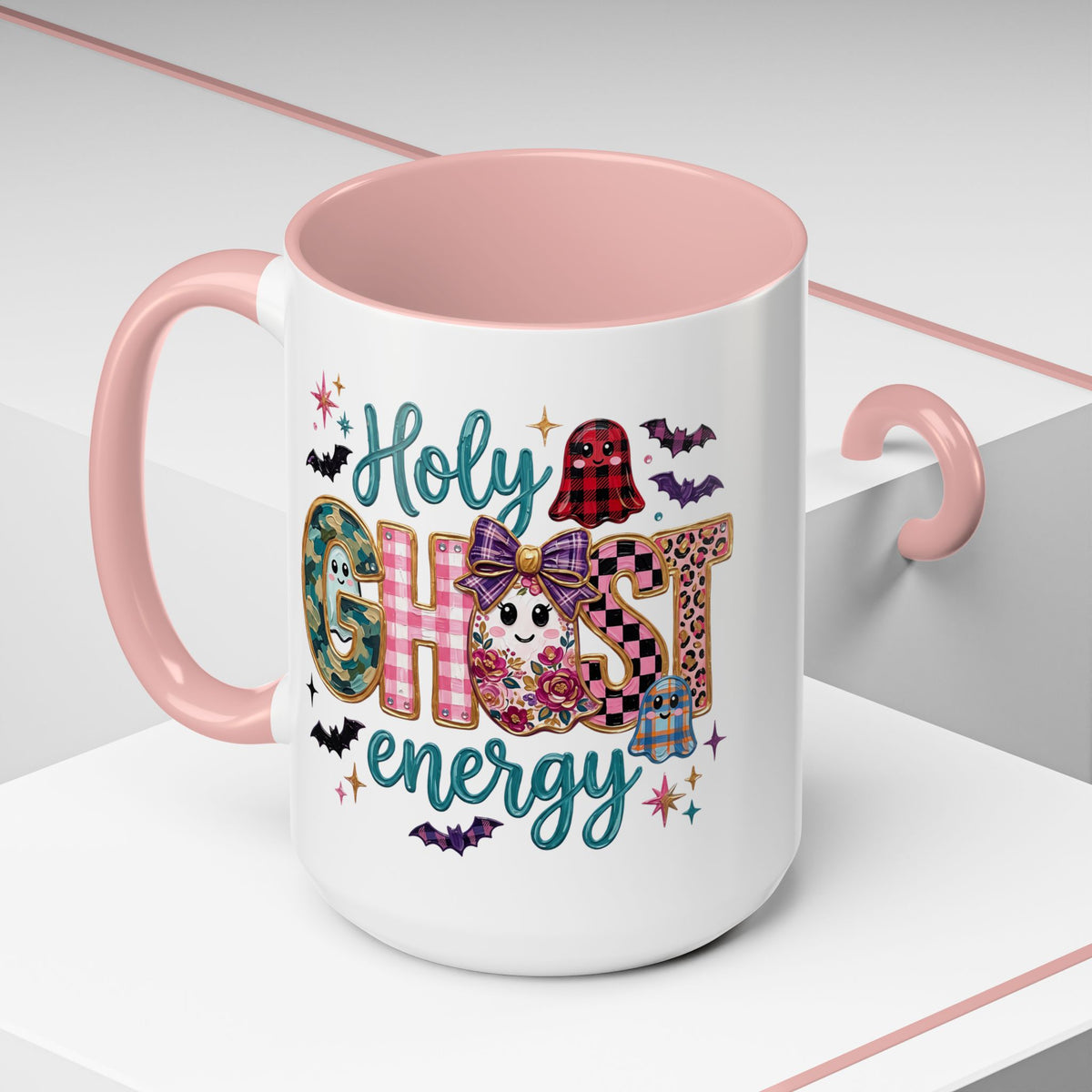 Accent Christian Coffee Mug — "Holy Ghost Energy" Halloween Cute Spooky Ceramic Mug (11/15oz)
