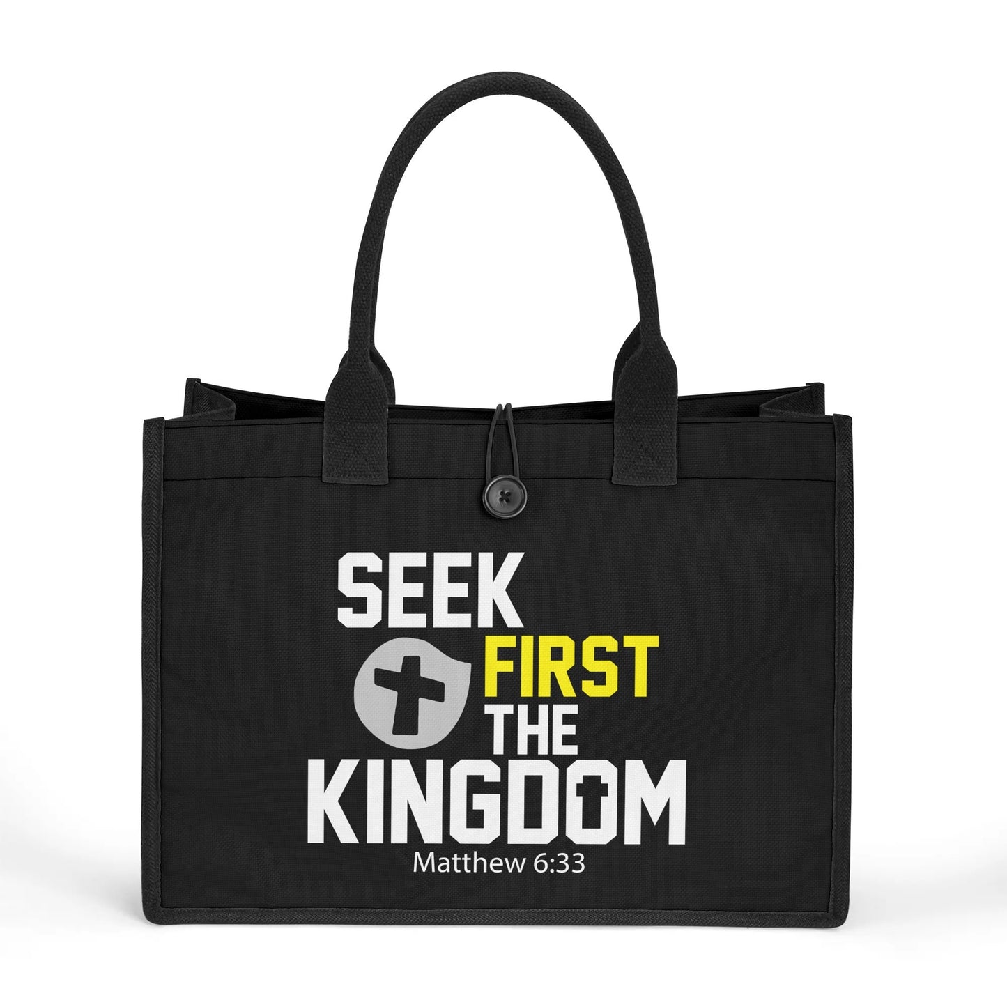 Seek First The Kingdom Christian Premium Canvas Tote Bag（3 layers）