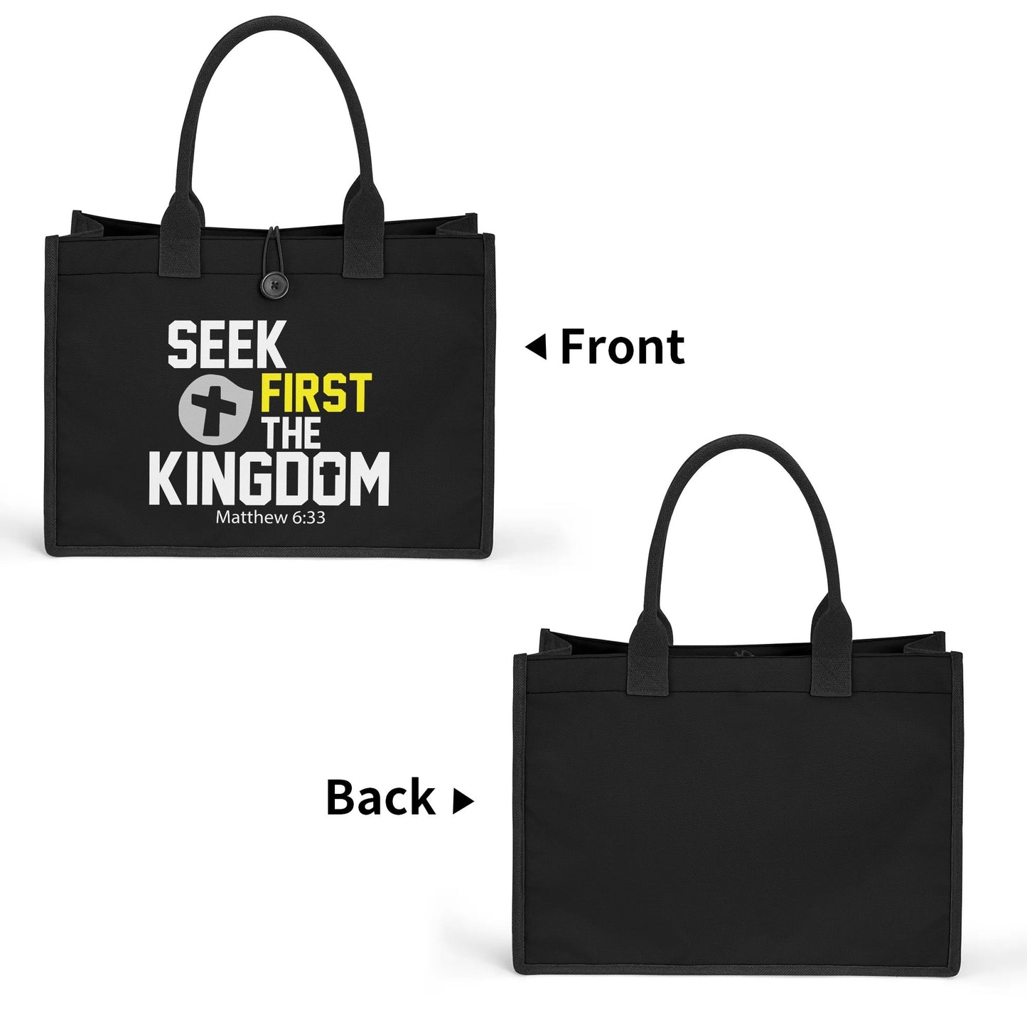 Seek First The Kingdom Christian Premium Canvas Tote Bag（3 layers）