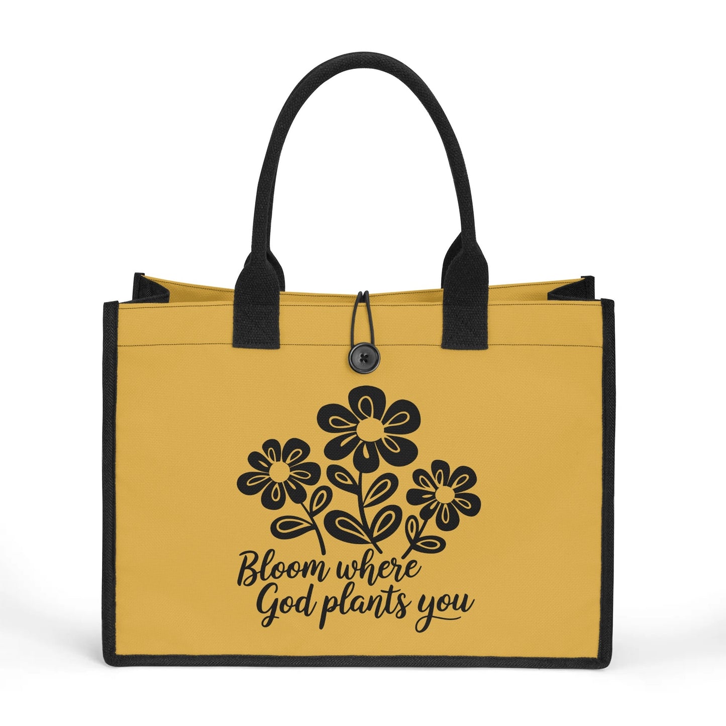 Bloom Where God Plants You Christian Premium Canvas Tote Bag（3 layers）