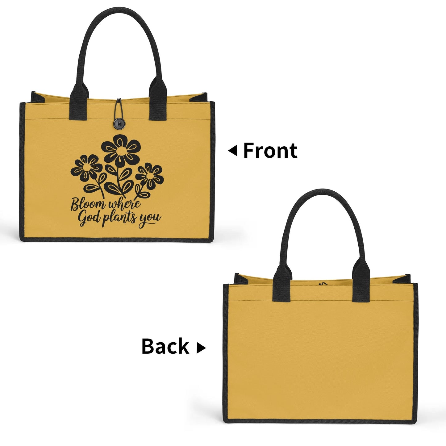 Bloom Where God Plants You Christian Premium Canvas Tote Bag（3 layers）