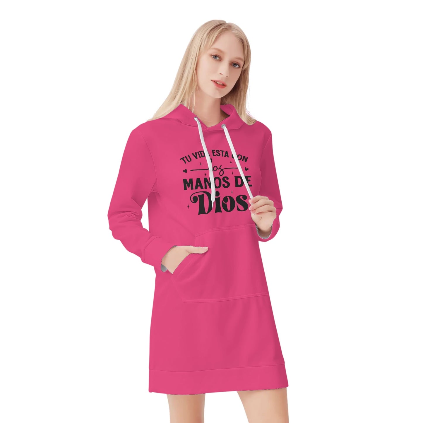 Tu Vida Esta Con Las Manos De Dios Spanish Womens Warm Velvets Pullover Hoodie Dress