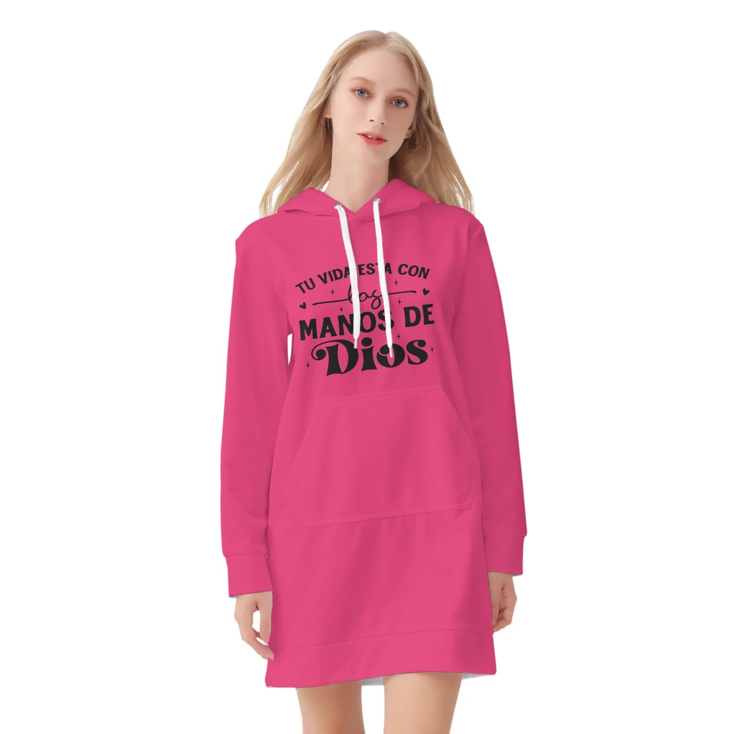 Tu Vida Esta Con Las Manos De Dios Spanish Womens Warm Velvets Pullover Hoodie Dress