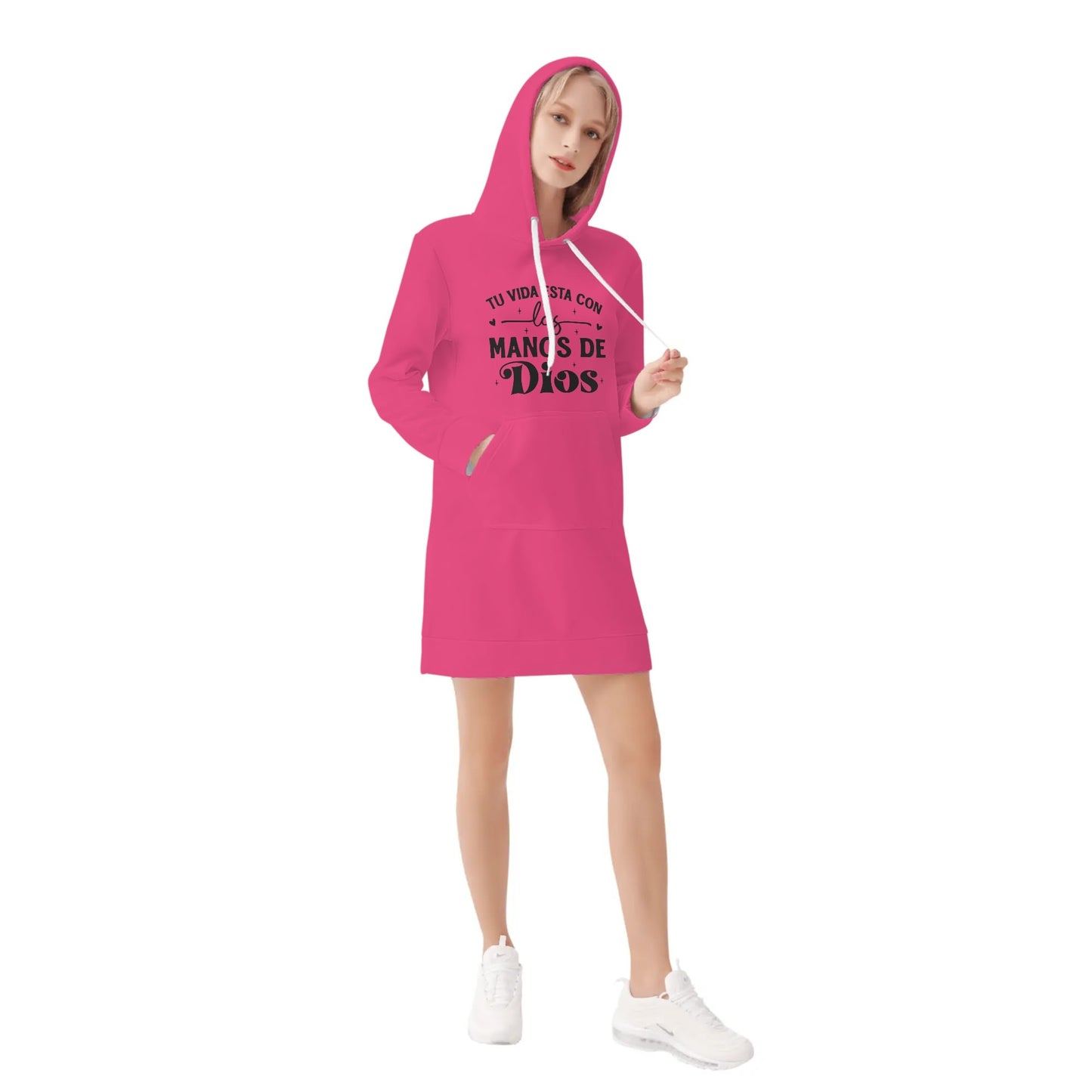 Tu Vida Esta Con Las Manos De Dios Spanish Womens Warm Velvets Pullover Hoodie Dress