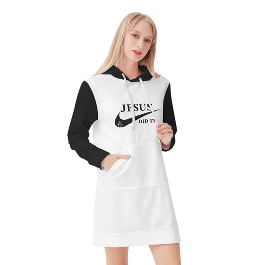 Jesus Did It (Like Nike) Womens Christian Warm Velvets Pullover Hooded Dress