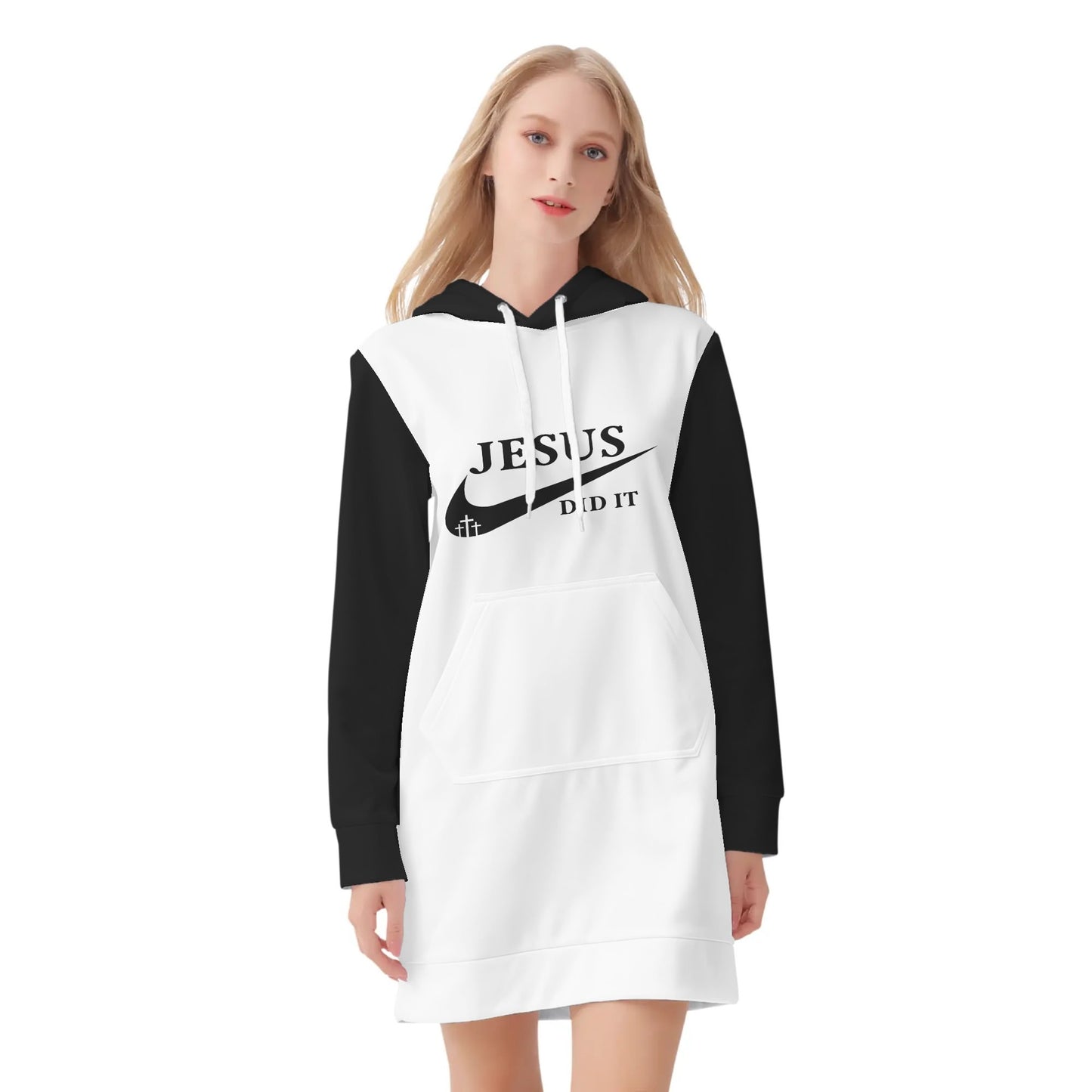 Jesus Did It (Like Nike) Womens Christian Warm Velvets Pullover Hooded Dress