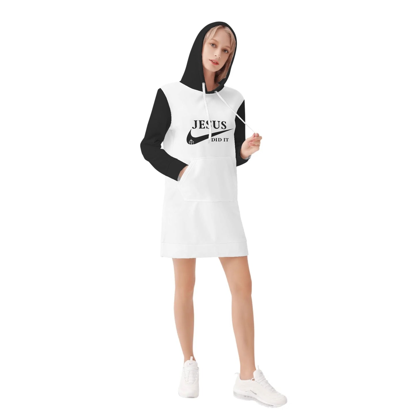 Jesus Did It (Like Nike) Womens Christian Warm Velvets Pullover Hooded Dress