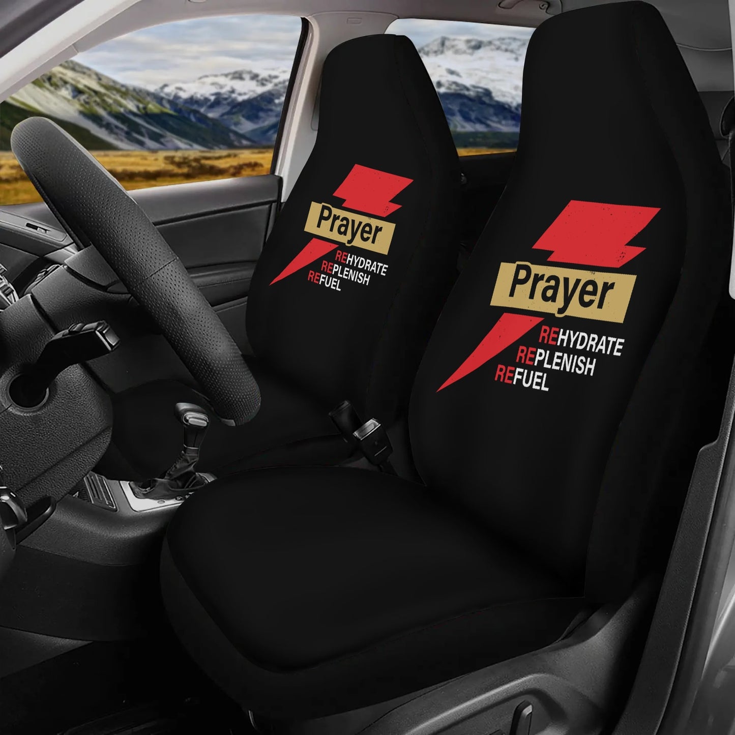 Prayer Rehydrate Replenish Refuel Christian Lightweight Car Seat Cover Set (set of 4)