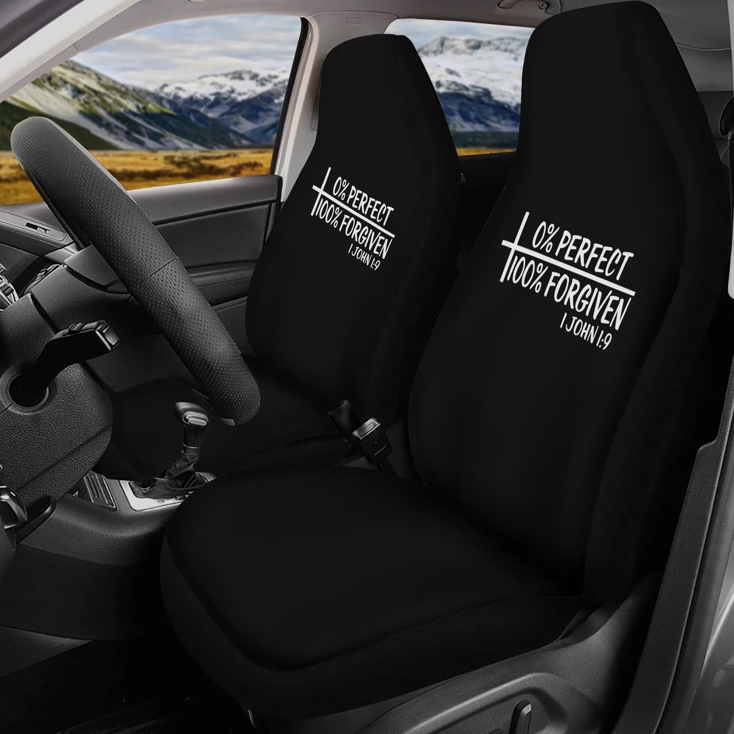 Zero Percent Perfect One Hundred Percent Forgiven Christian Lightweight Car Seat Cover Set (set of 4)