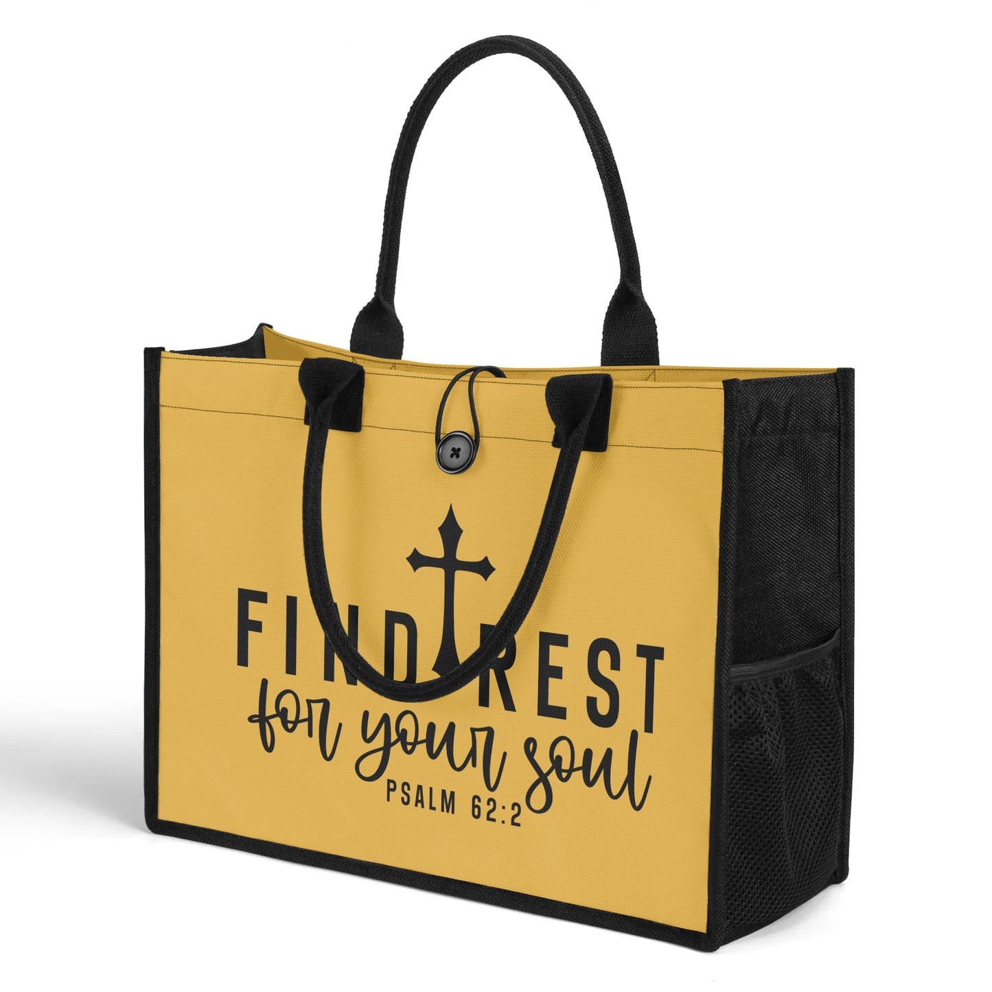 Find Rest For Your Soul Christian Premium Canvas Tote Bag（3 layers）