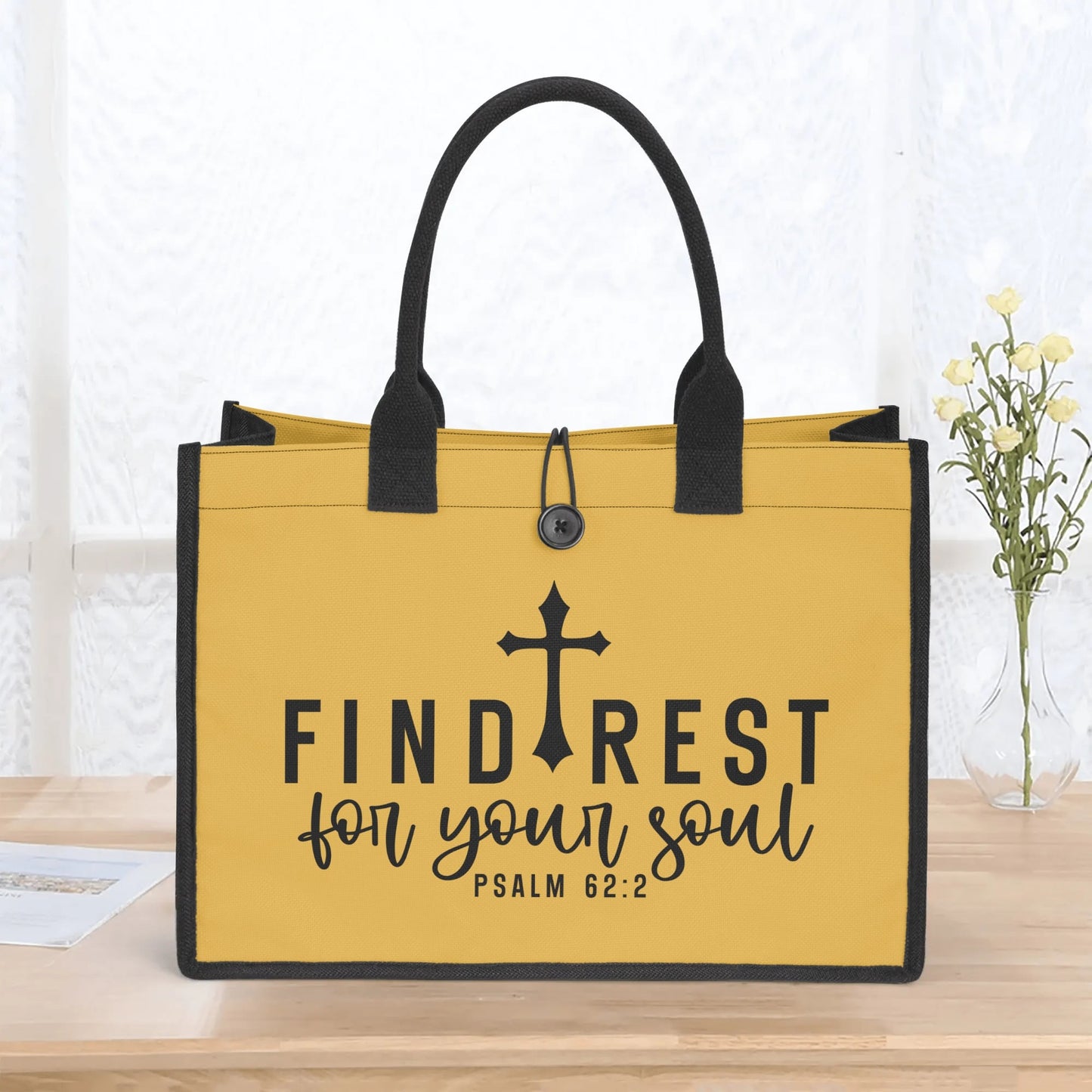 Find Rest For Your Soul Christian Premium Canvas Tote Bag（3 layers）