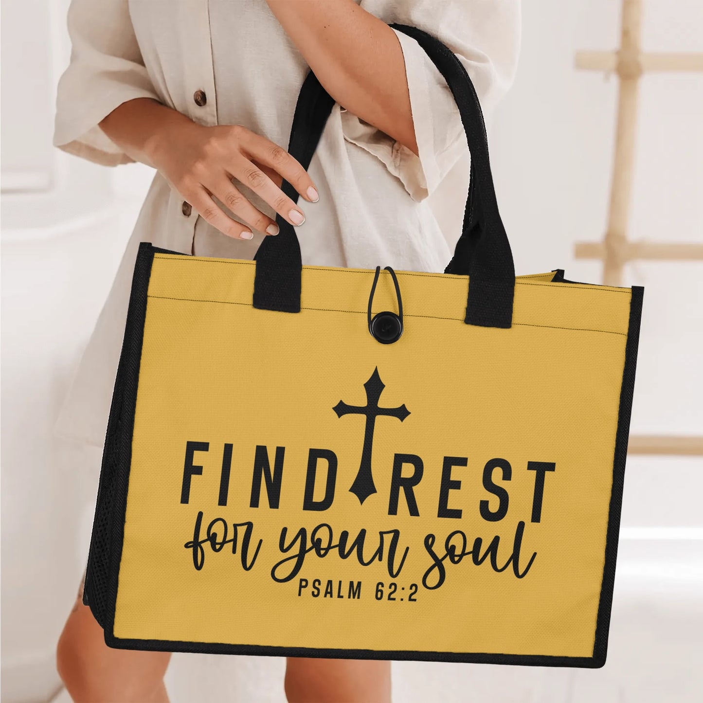 Find Rest For Your Soul Christian Premium Canvas Tote Bag（3 layers）