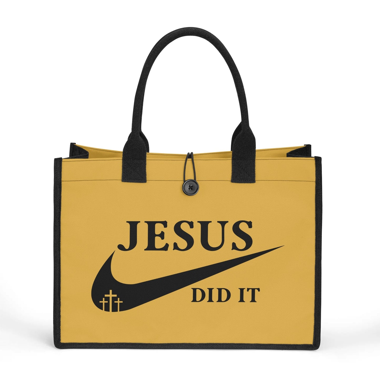 Jesus Did It (Like Nike) Christian Premium Canvas Tote Bag（3 layers）