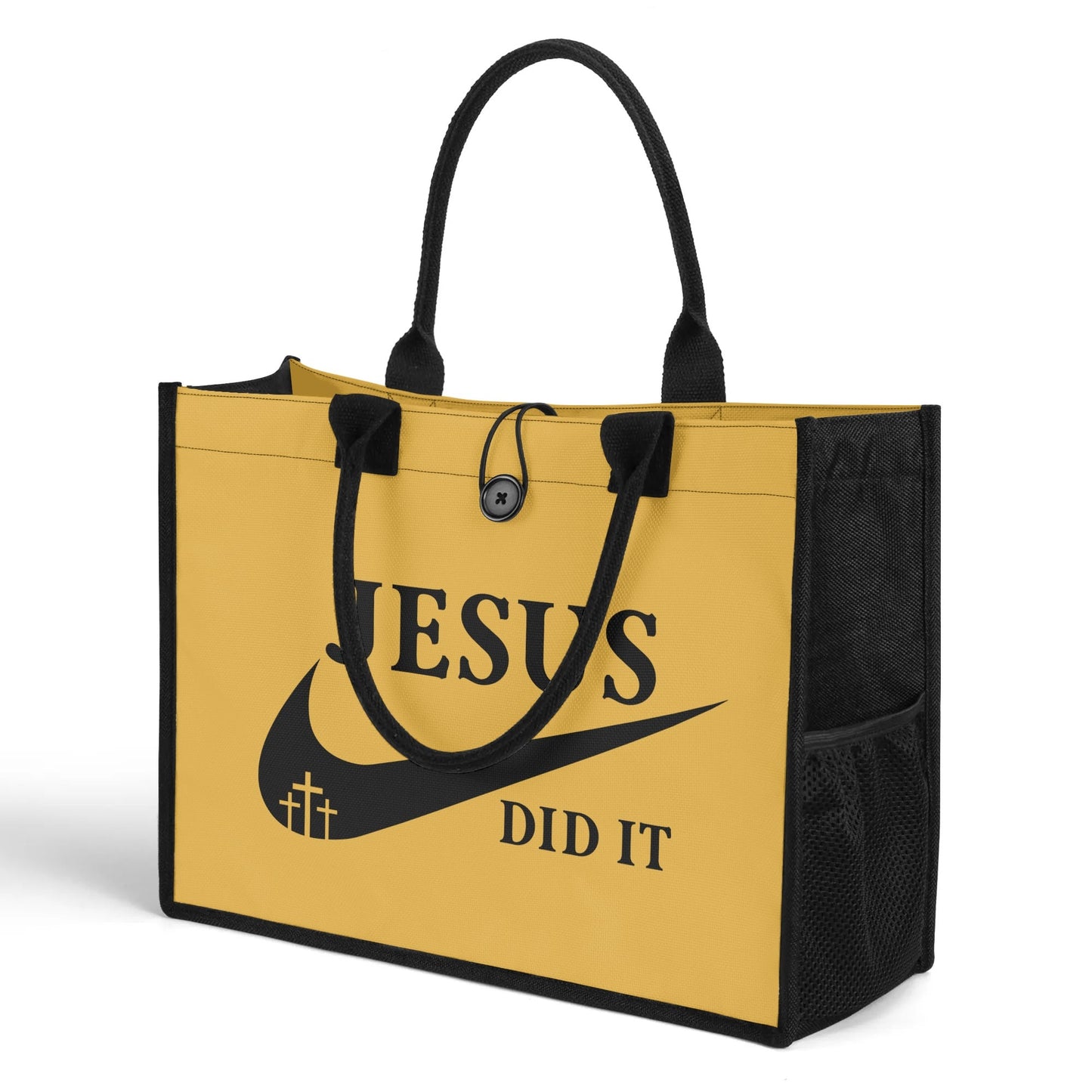 Jesus Did It (Like Nike) Christian Premium Canvas Tote Bag（3 layers）