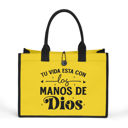 Tu Vida Esta Con Los Manos De Dios Spanish Christian Premium Canvas Tote Bag（3 layers）