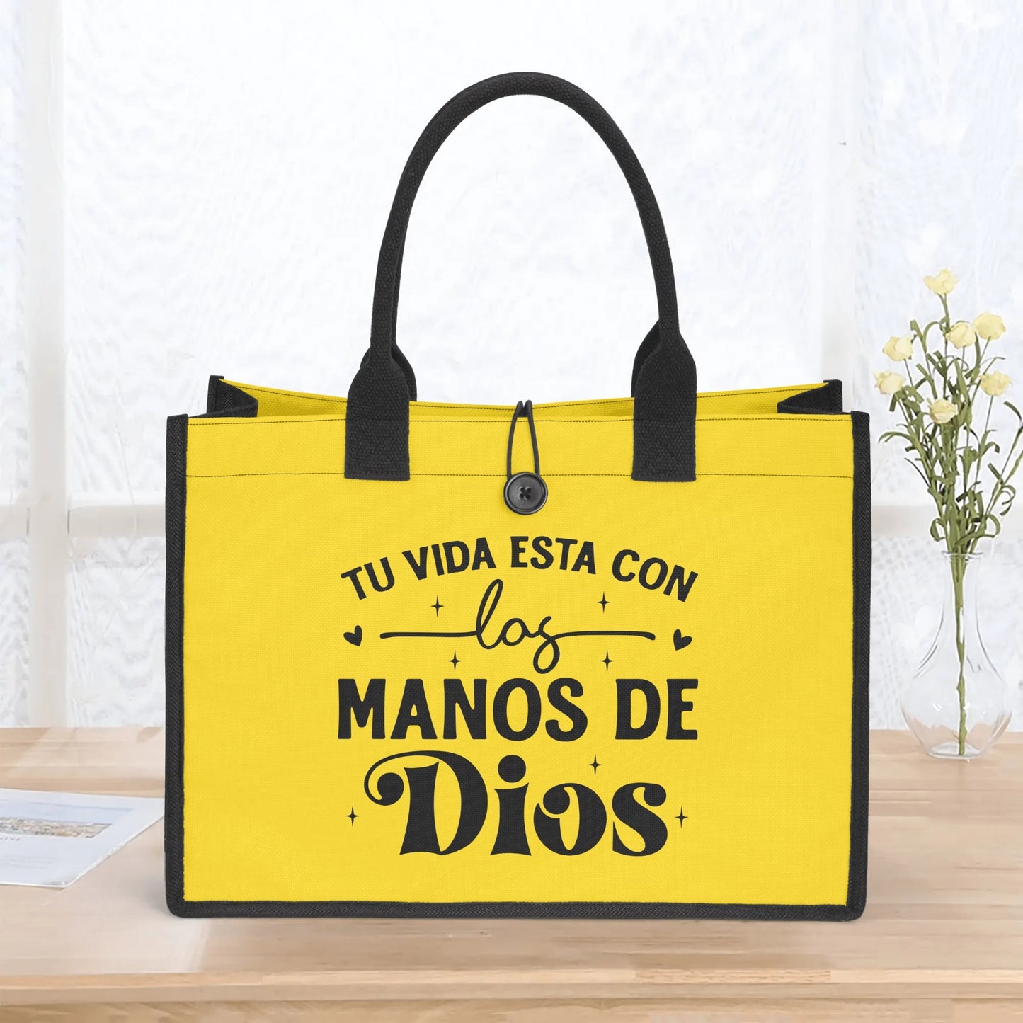 Tu Vida Esta Con Los Manos De Dios Spanish Christian Premium Canvas Tote Bag（3 layers）