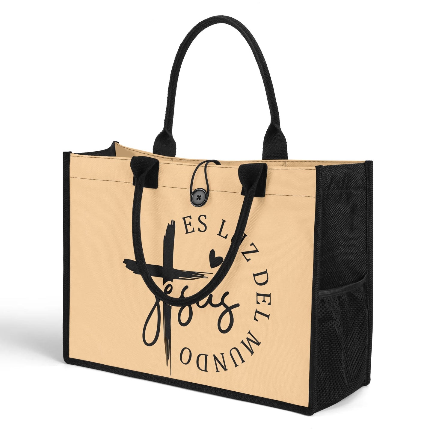 Jesus Es Luz Del Mundo Spanish Christian Premium Canvas Tote Bag（3 layers）