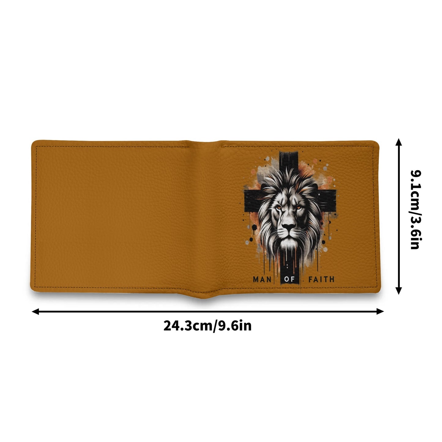 Man Of Faith (lion cross) Mens Minimalist PU Leather Christian Wallet