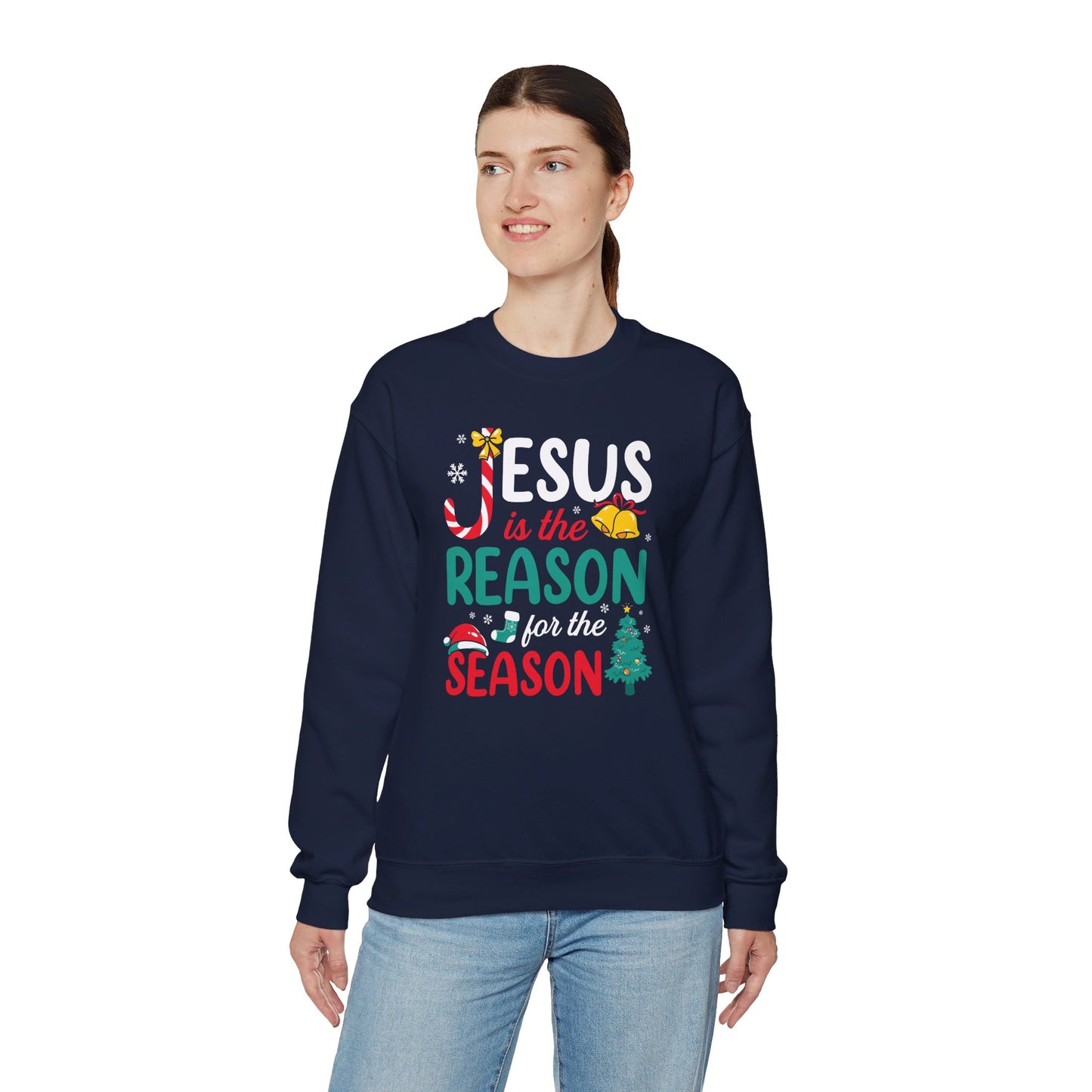 Jesus Is The Reason For The Season Christmas Unisex Heavy Blend™ Crewneck Christian Sweatshirt