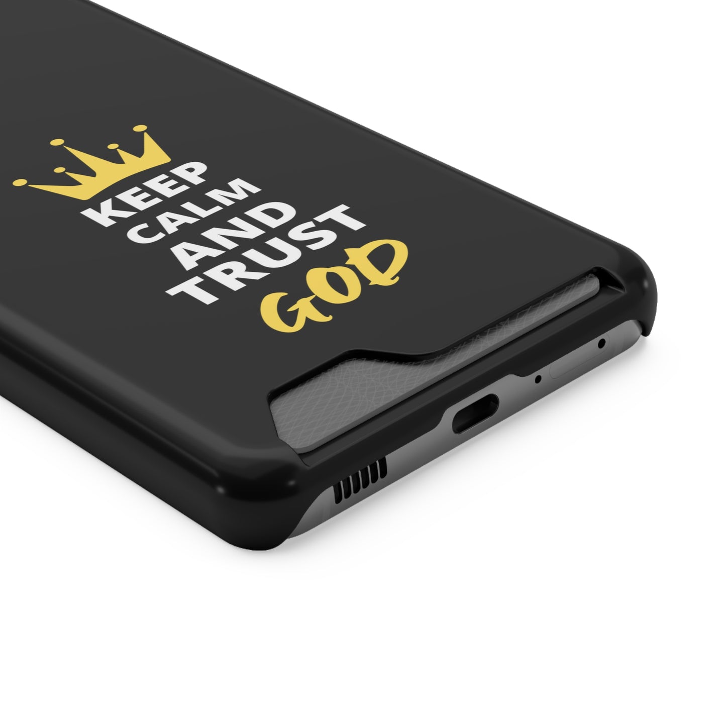 Keep Calm And Trust God Christian Phone Case With Card Holder Printify