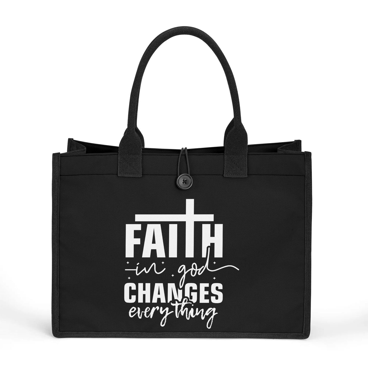 Faith In God Changes Everything Premium Canvas Tote Bag（3 layers）