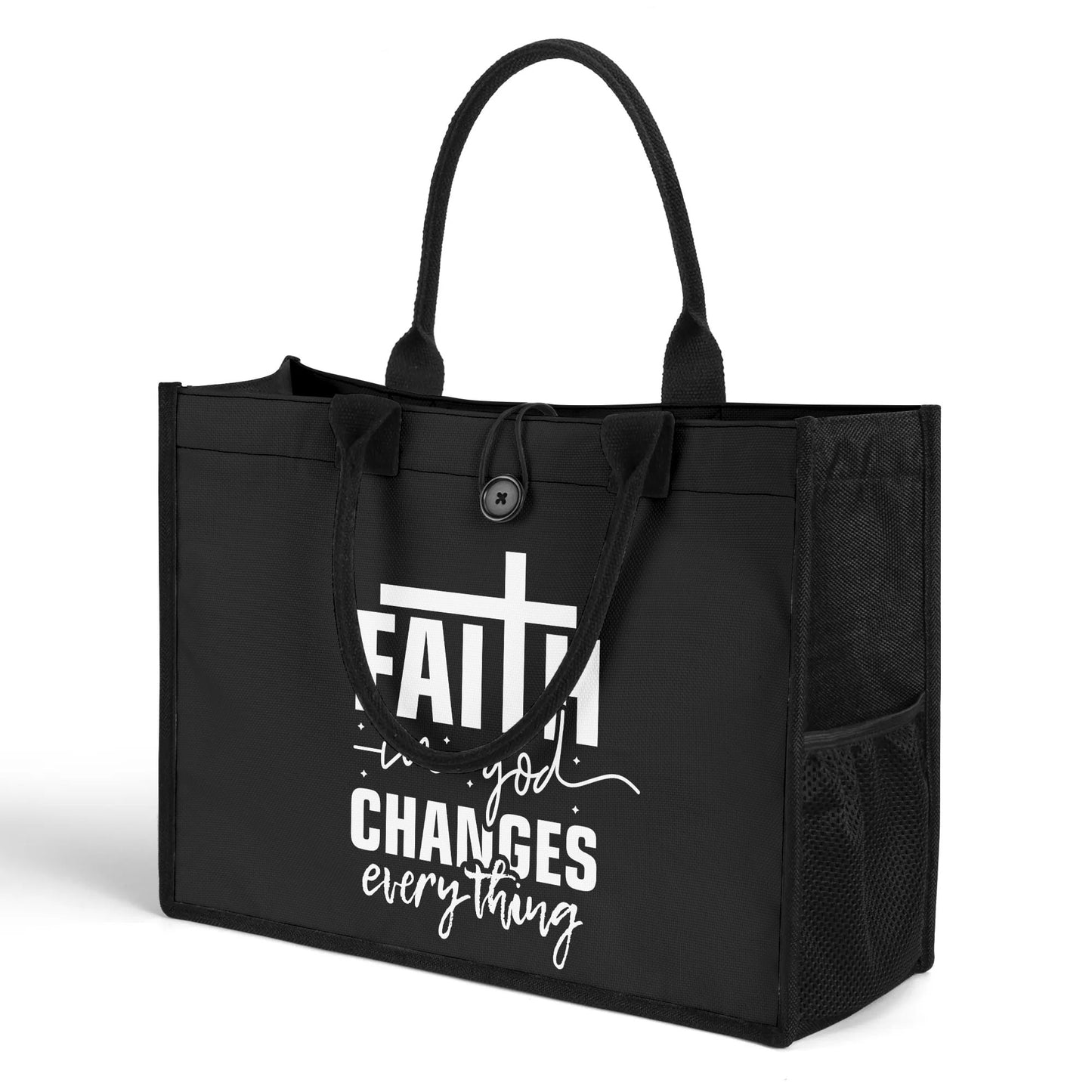 Faith In God Changes Everything Premium Canvas Tote Bag（3 layers）