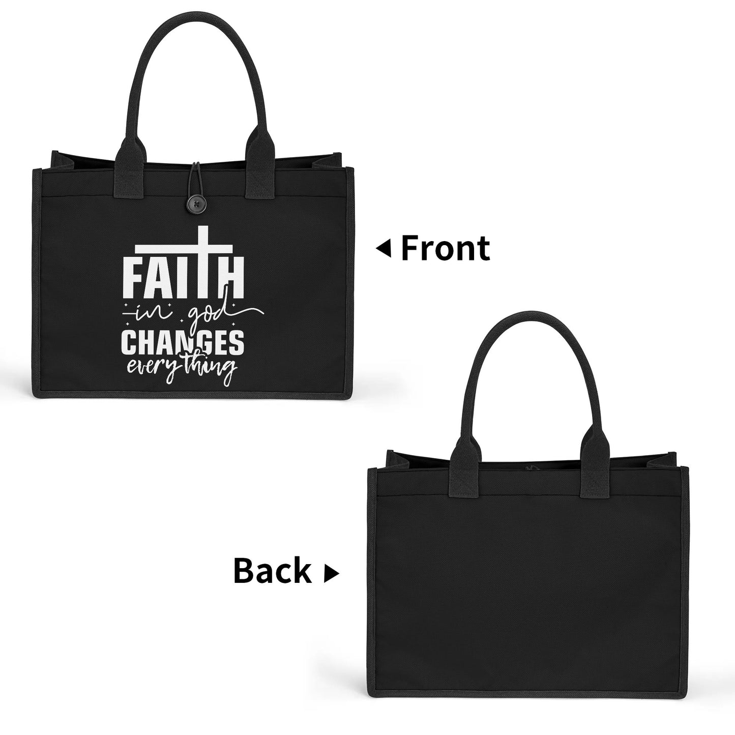 Faith In God Changes Everything Premium Canvas Tote Bag（3 layers）