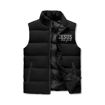 He Chose You And He Would Choose You Over And Over Again Unisex Christian Lightweight Stand Collar Zip Up Puffer Vest