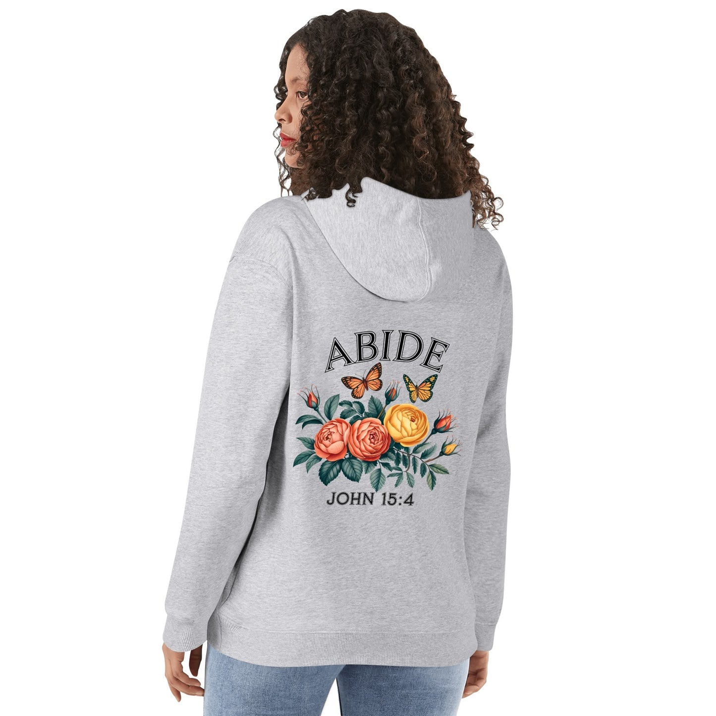 John 15:4 Abide Womens Christian Cotton Hooded Pullover Sweatshirt