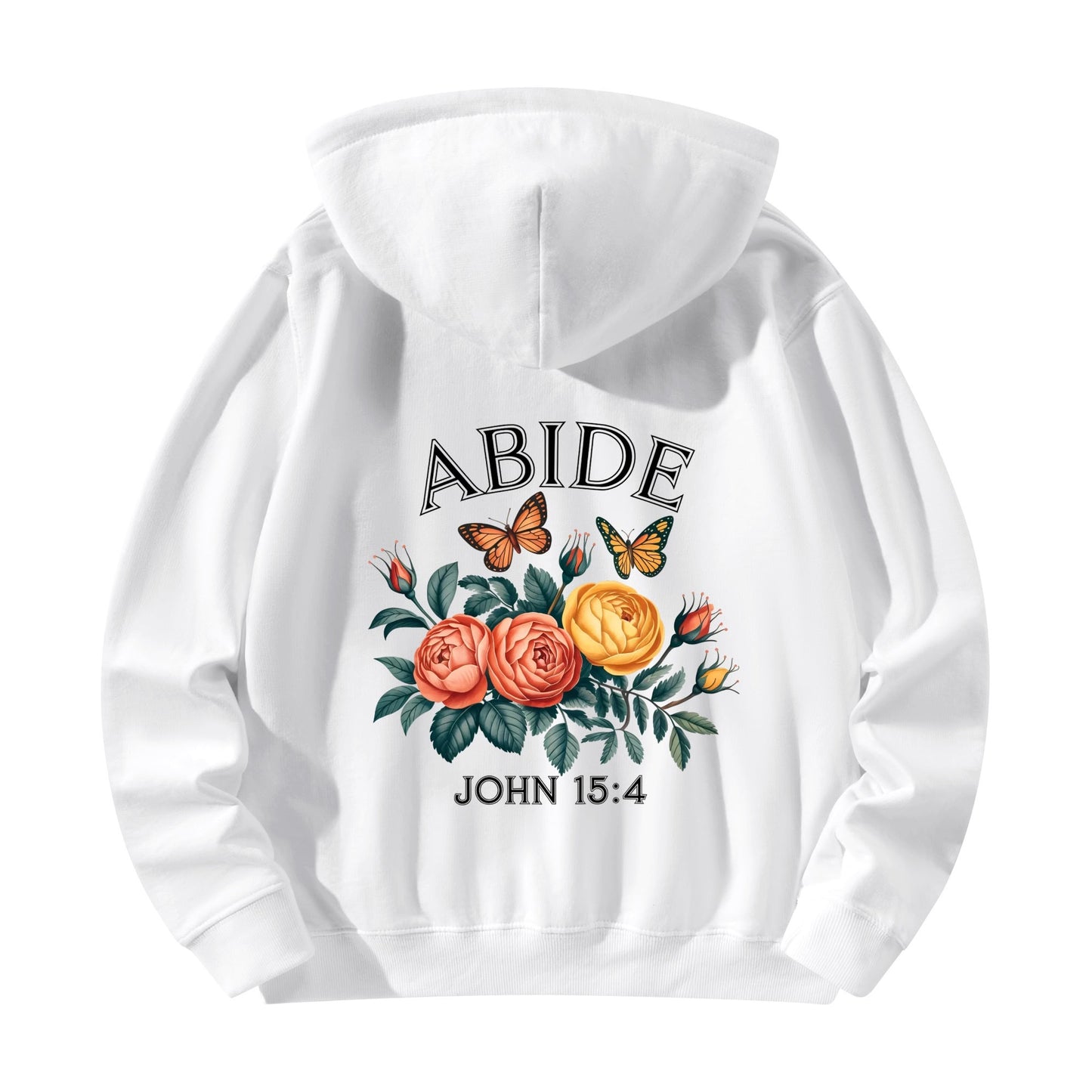 John 15:4 Abide Womens Christian Cotton Hooded Pullover Sweatshirt