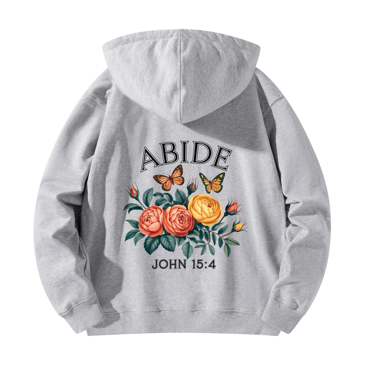 John 15:4 Abide Womens Christian Cotton Hooded Pullover Sweatshirt