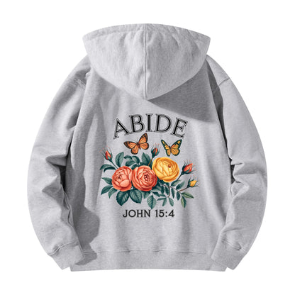 John 15:4 Abide Women's Christian Cotton Hooded Pullover Sweatshirt
