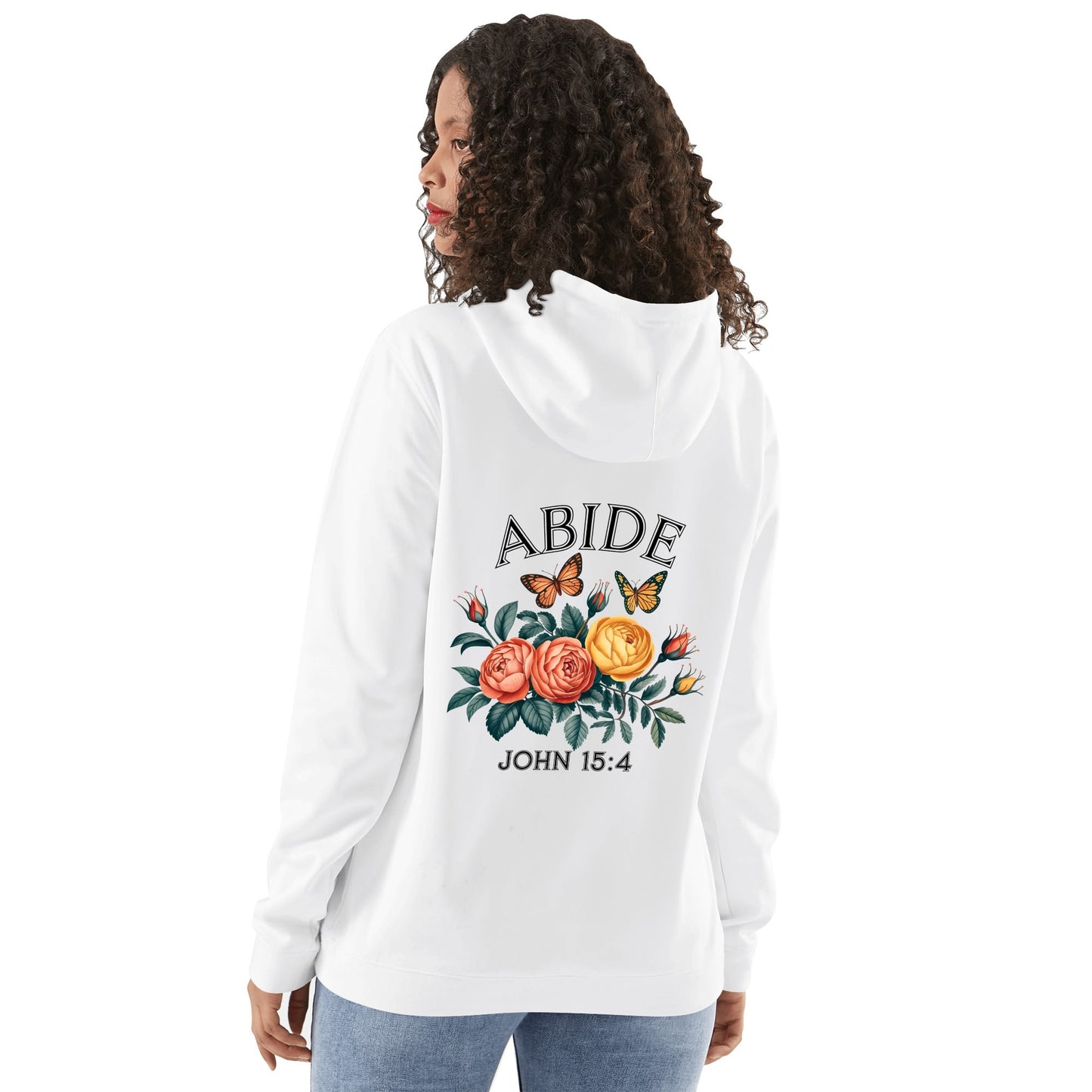 John 15:4 Abide Womens Christian Cotton Hooded Pullover Sweatshirt