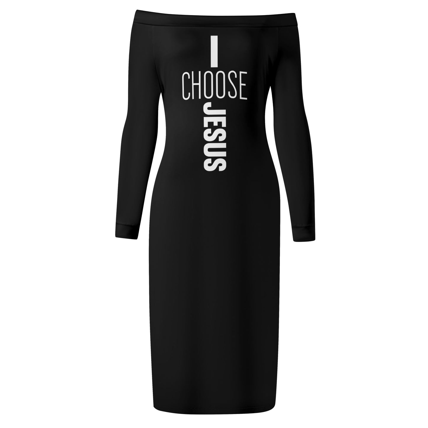 I Choose Jesus Christian Womens Off The Shoulder Long Sleeve Elegant Wrap Dress