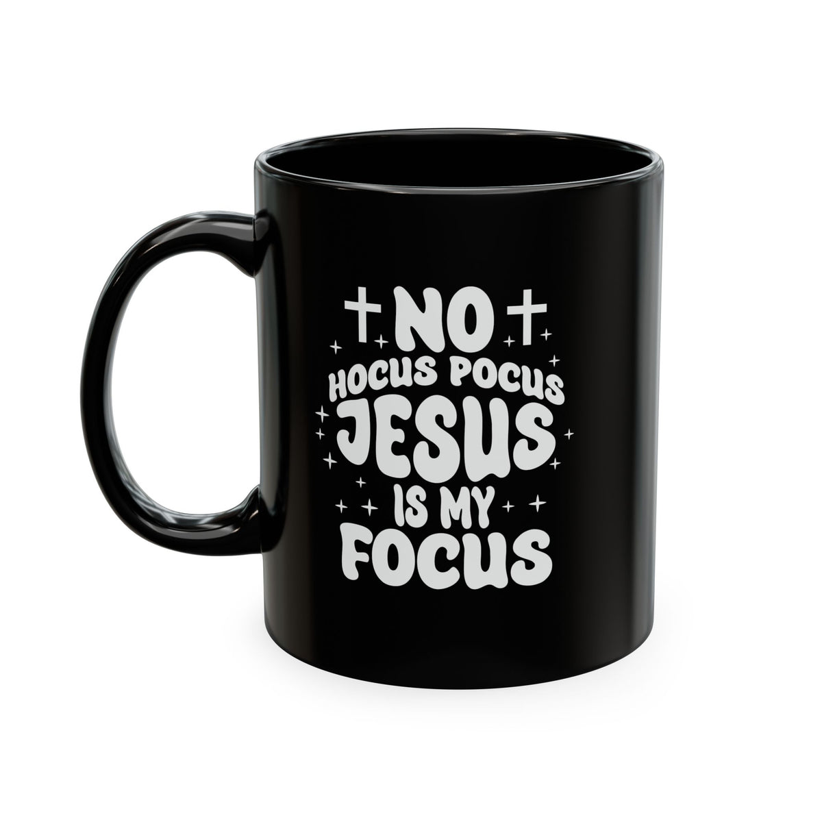 Halloween Mug - "No Hocus Pocus, Jesus Is My Focus" Christian Ceramic Coffee Cup