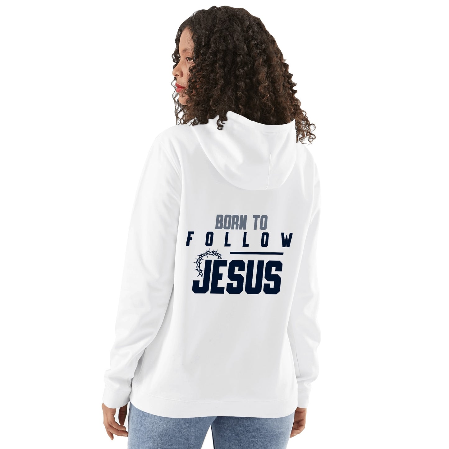 Born To Follow Jesus Unisex Christian Cotton Hooded Pullover Sweatshirt